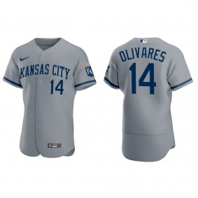 Men's Edward Olivares Kansas City Royals Gray Authentic Jersey