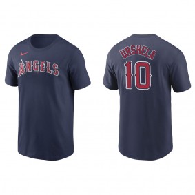 Men's Los Angeles Angels Gio Urshela Navy Name & Number T-Shirt