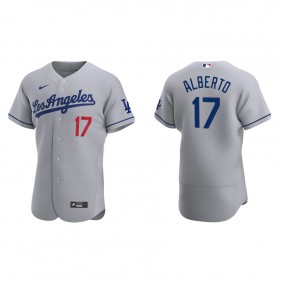 Men's Los Angeles Dodgers Hanser Alberto Gray Authentic Road Jersey