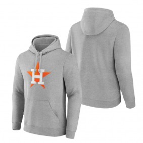 Men's Houston Astros Heather Gray Official Logo Fitted Pullover Hoodie