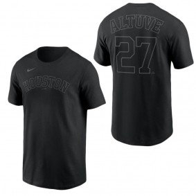 Men's Houston Astros Jose Altuve Pitch Black Name & Number T-Shirt