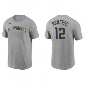 Men's Milwaukee Brewers Hunter Renfroe Gray Name & Number Nike T-Shirt