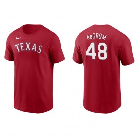 Men's Texas Rangers Jacob deGrom Red Name & Number T-Shirt