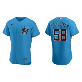 Men's Miami Marlins Jacob Stallings Blue Authentic Alternate Jersey