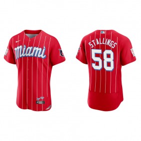 Men's Miami Marlins Jacob Stallings Red 2021 City Connect Authentic Jersey