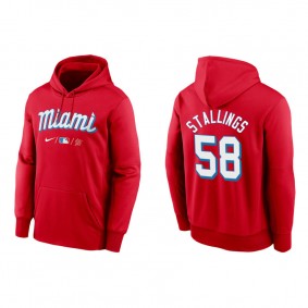 Men's Miami Marlins Jacob Stallings Red 2021 City Connect Therma Hoodie
