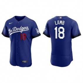 Men's Los Angeles Dodgers Jake Lamb Royal 2021 City Connect Authentic Jersey