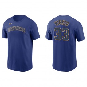 Men's Milwaukee Brewers Jesse Winker Royal Name & Number T-Shirt