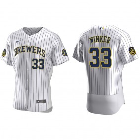 Men's Milwaukee Brewers Jesse Winker White Authentic Home Jersey