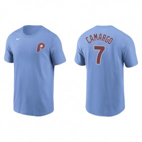 Men's Philadelphia Phillies Johan Camargo Light Blue Name & Number Nike T-Shirt