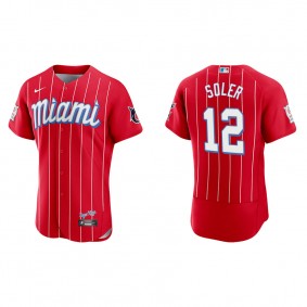 Men's Miami Marlins Jorge Soler Red 2021 City Connect Authentic Jersey
