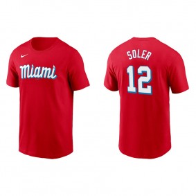 Men's Miami Marlins Jorge Soler Red 2021 City Connect Wordmark T-Shirt