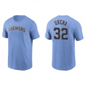 Men's Milwaukee Brewers Jose Urena Light Blue Name & Number Nike T-Shirt
