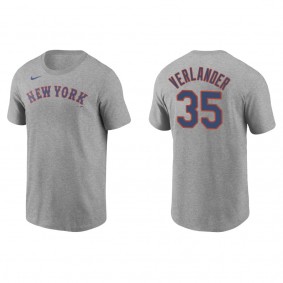 Men's New York Mets Justin Verlander Gray Name & Number T-Shirt