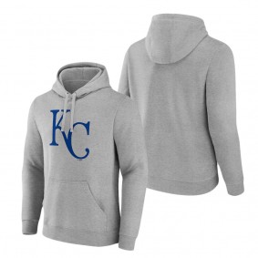 Men's Kansas City Royals Heather Gray Official Logo Fitted Pullover Hoodie