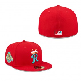 Men's Kansas City Royals New Era Scarlet 50th Anniversary Undervisor 59FIFTY Fitted Hat