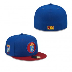 Men's Kansas City Royals Royal Red Throwback Logo Primary Jewel Gold Undervisor 59FIFTY Fitted Hat