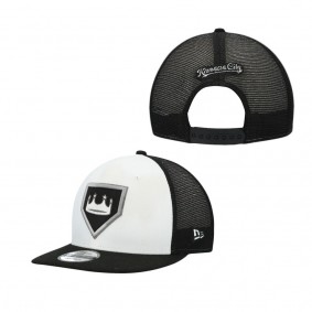 Men's Kansas City Royals White Black 2022 Clubhouse Trucker 9FIFTY Snapback Adjustable Hat