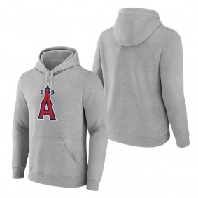 Men's Los Angeles Angels Heather Gray Official Logo Fitted Pullover Hoodie