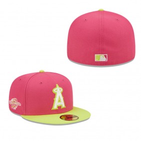 Men's Los Angeles Angels New Era Pink 2002 World Series Champions Beetroot Cyber 59FIFTY Fitted Hat