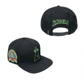 Men's Los Angeles Angels Pro Standard Black Cooperstown Collection Neon Prism Snapback Hat