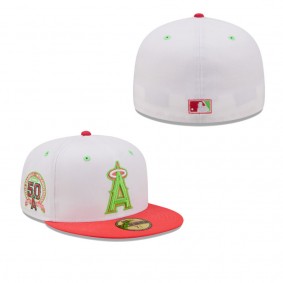 Men's Los Angeles Angels White Coral 50th Anniversary Strawberry Lolli 59FIFTY Fitted Hat
