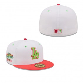 Men's Los Angeles Dodgers White Coral 100th Anniversary Strawberry Lolli 59FIFTY Fitted Hat