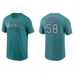 Men's Seattle Mariners Luis Castillo Aqua Name & Number T-Shirt