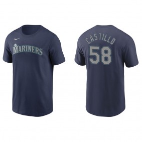 Men's Seattle Mariners Luis Castillo Navy Name & Number T-Shirt
