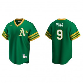 Men's Oakland Athletics Manny Pina Kelly Green Cooperstown Collection Road Jersey
