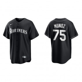 Men's Andres Munoz Seattle Mariners Black White Replica Official Jersey