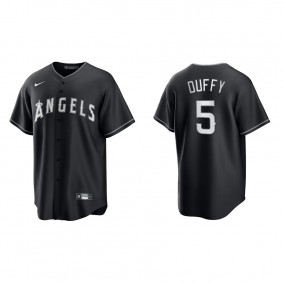 Men's Los Angeles Angels Matt Duffy Black White Replica Official Jersey