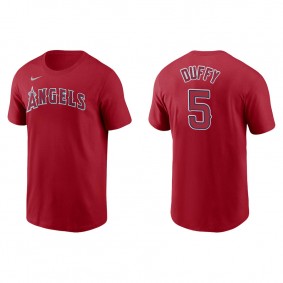 Men's Los Angeles Angels Matt Duffy Red Name & Number Nike T-Shirt