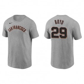 Men's San Francisco Giants Matthew Boyd Gray Name & Number Nike T-Shirt