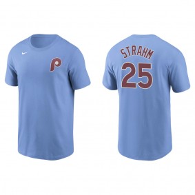 Men's Philadelphia Phillies Matthew Strahm Light Blue Name & Number T-Shirt