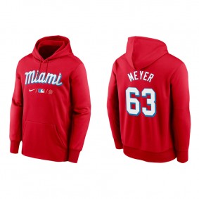 Men's Miami Marlins Max Meyer Red 2021 City Connect Therma Hoodie