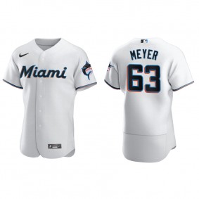Men's Miami Marlins Max Meyer White Authentic Home Jersey