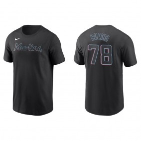 Men's Bryan Hoeing Miami Marlins Black Name & Number T-Shirt