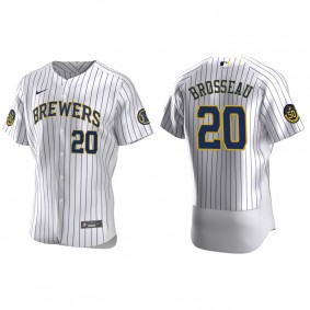 Men's Milwaukee Brewers Mike Brosseau White Authentic Home Jersey