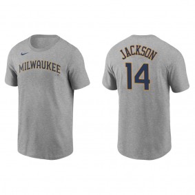 Men's Alex Jackson Milwaukee Brewers Gray Name & Number T-Shirt