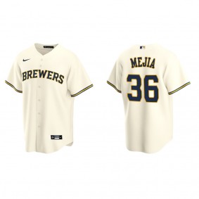 Men's J.C. Mejia Milwaukee Brewers Cream Replica Home Jersey