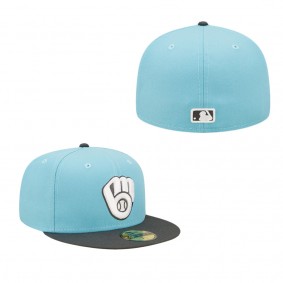 Men's Milwaukee Brewers New Era Light Blue Charcoal Two-Tone Color Pack 59FIFTY Fitted Hat