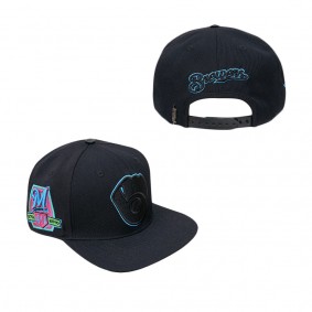 Men's Milwaukee Brewers Pro Standard Black Cooperstown Collection Neon Prism Snapback Hat