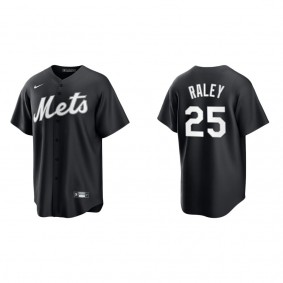 Men's Brooks Raley New York Mets Black White Replica Official Jersey