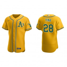 Men's Manny Pina Oakland Athletics Gold Authentic Home Jersey