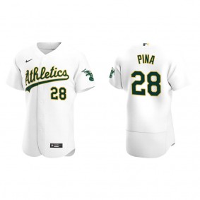 Men's Manny Pina Oakland Athletics White Authentic Home Jersey