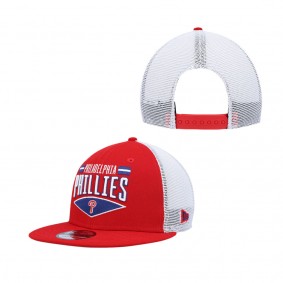Men's Philadelphia Phillies Red White Base Trucker 9FIFTY Snapback Hat