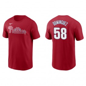 Men's Seranthony Dominguez Philadelphia Phillies Red Name & Number T-Shirt