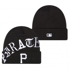 Men's Pittsburgh Pirates Black Old English Letter Cuffed Knit Hat