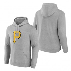 Men's Pittsburgh Pirates Heather Gray Official Logo Fitted Pullover Hoodie